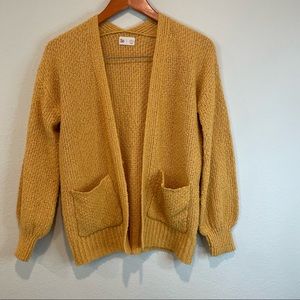 SO Mustard Open Front Knit Cardigan